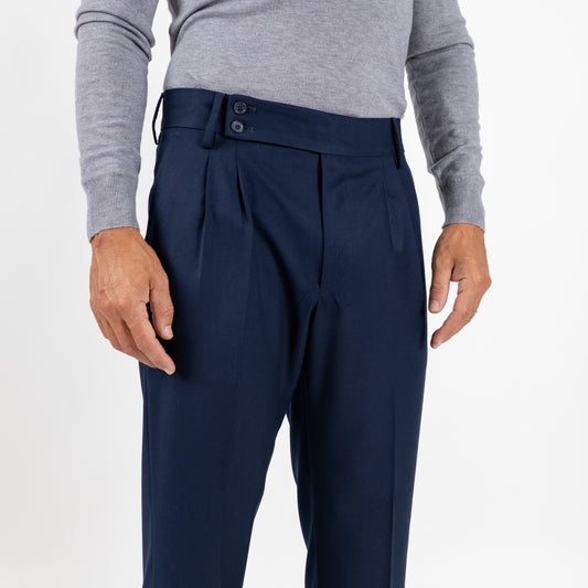 Pantalone Sartoriale con Bustino e Doppia Pinces - Blu