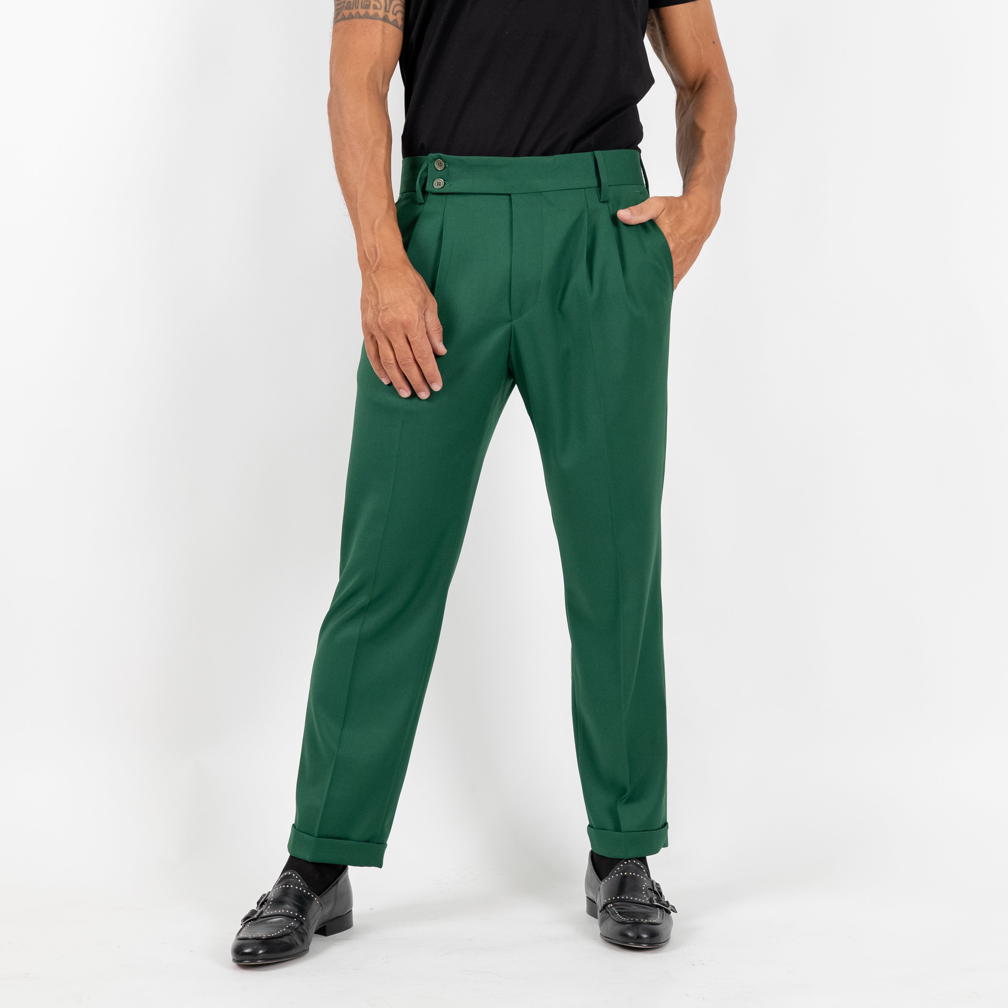 Classic Trousers with Pleats - Beige 