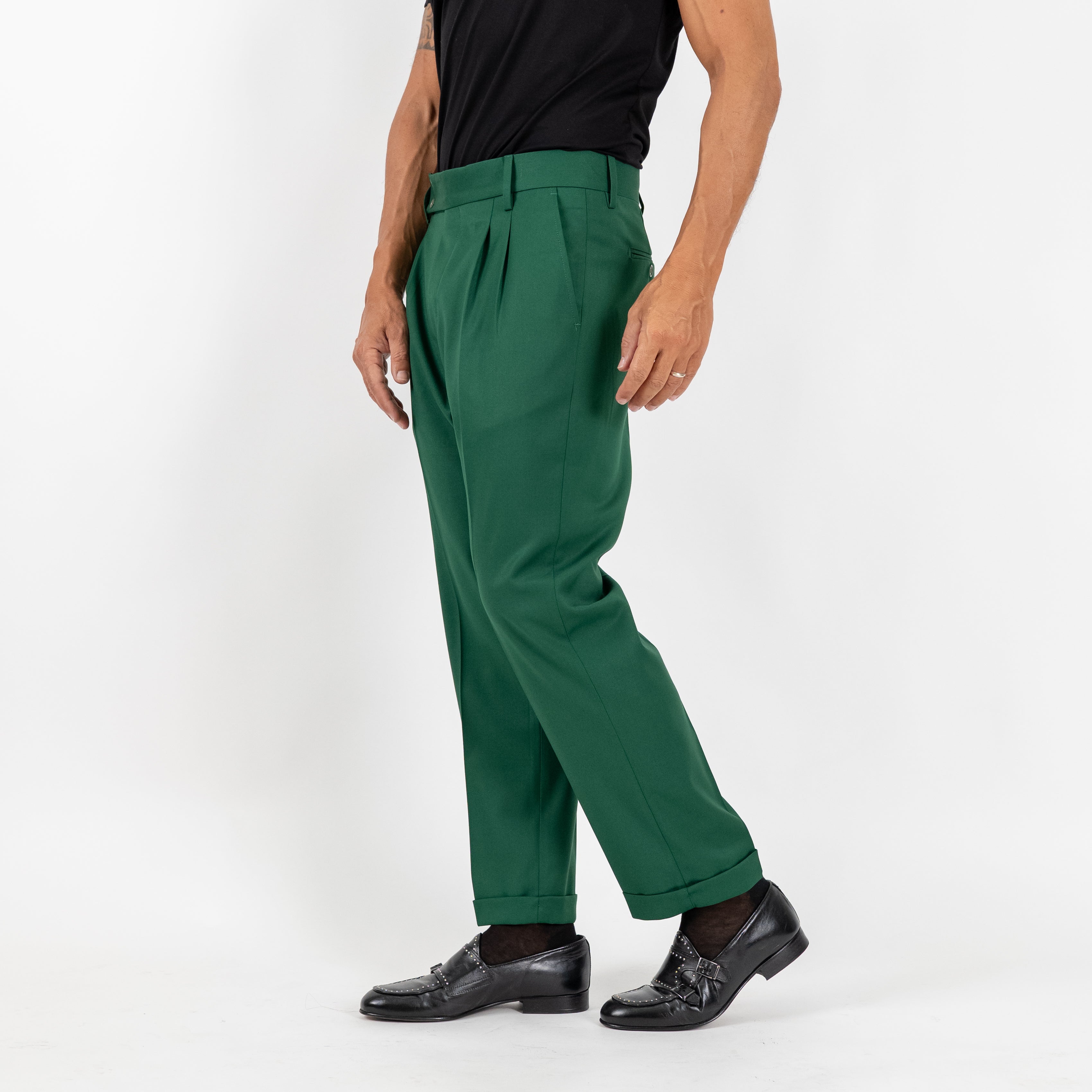 Pantalone Sartoriale con Bustino e Doppia Pinces - Verde Bosco