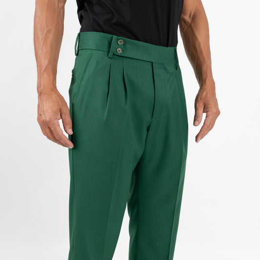 Pantalone Sartoriale con Bustino e Doppia Pinces - Verde Bosco