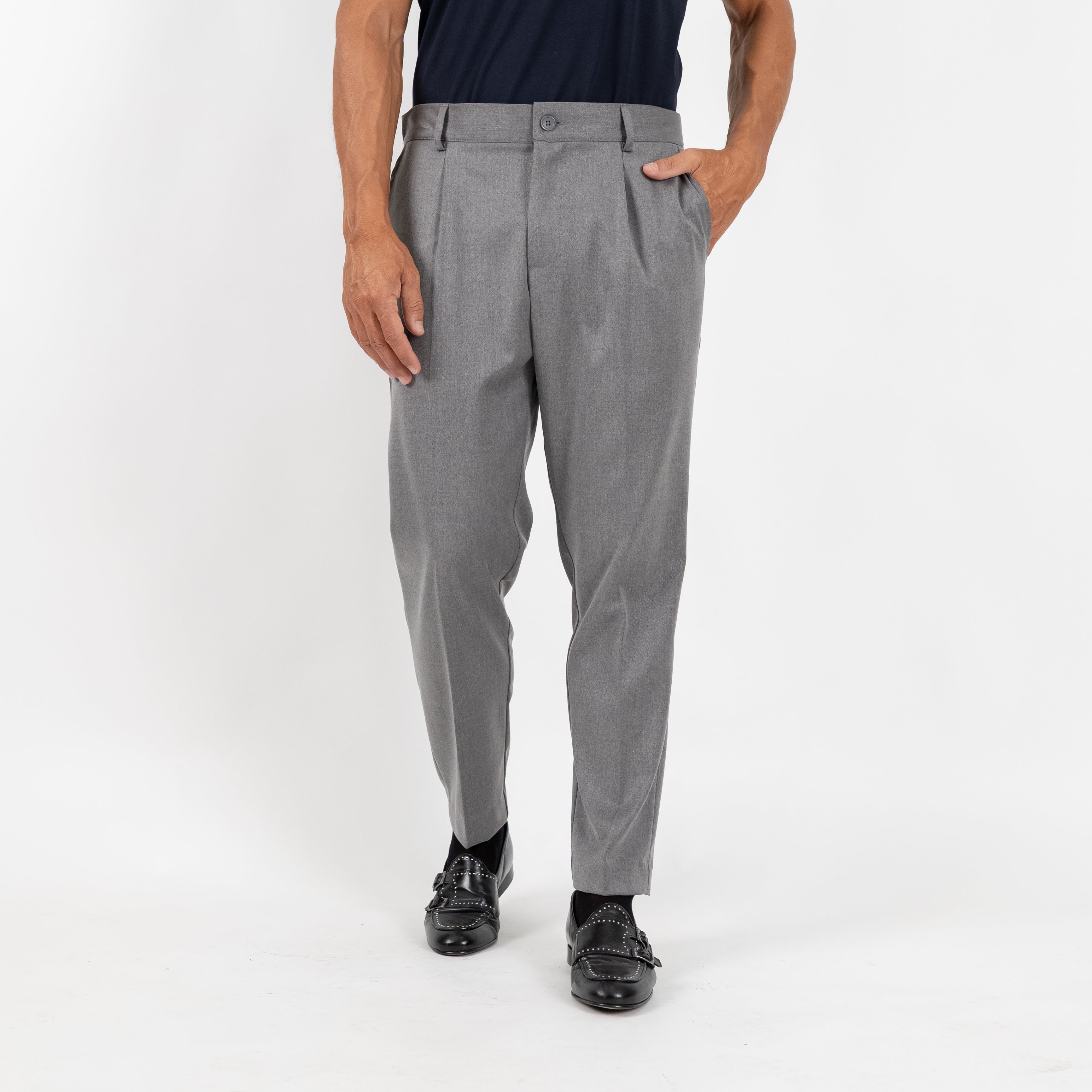 Pantalone Classico con Bottone Centrale e Molla sul Retro - Grigio