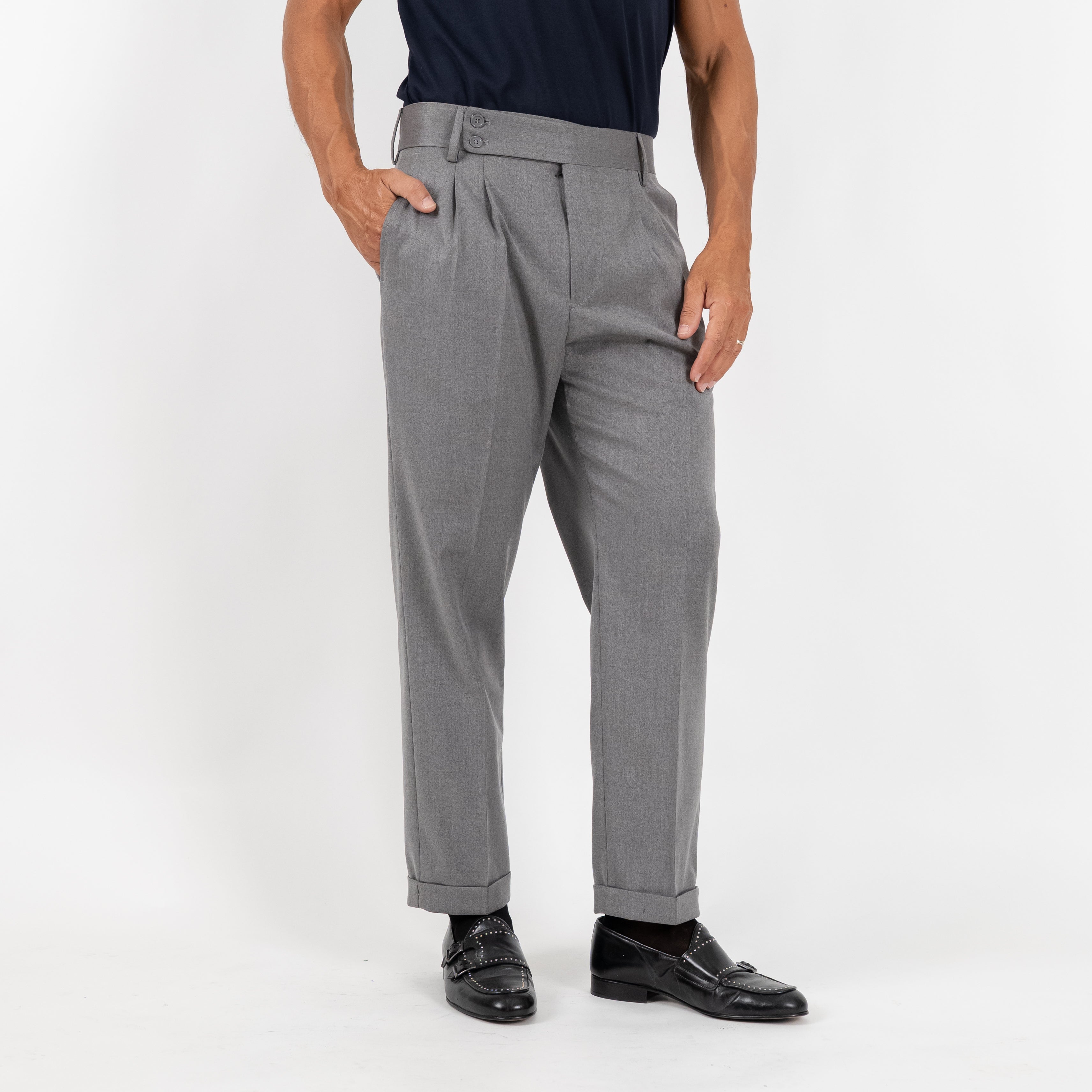 Pantalone Sartoriale con Bustino e Doppia Pinces - Grigio