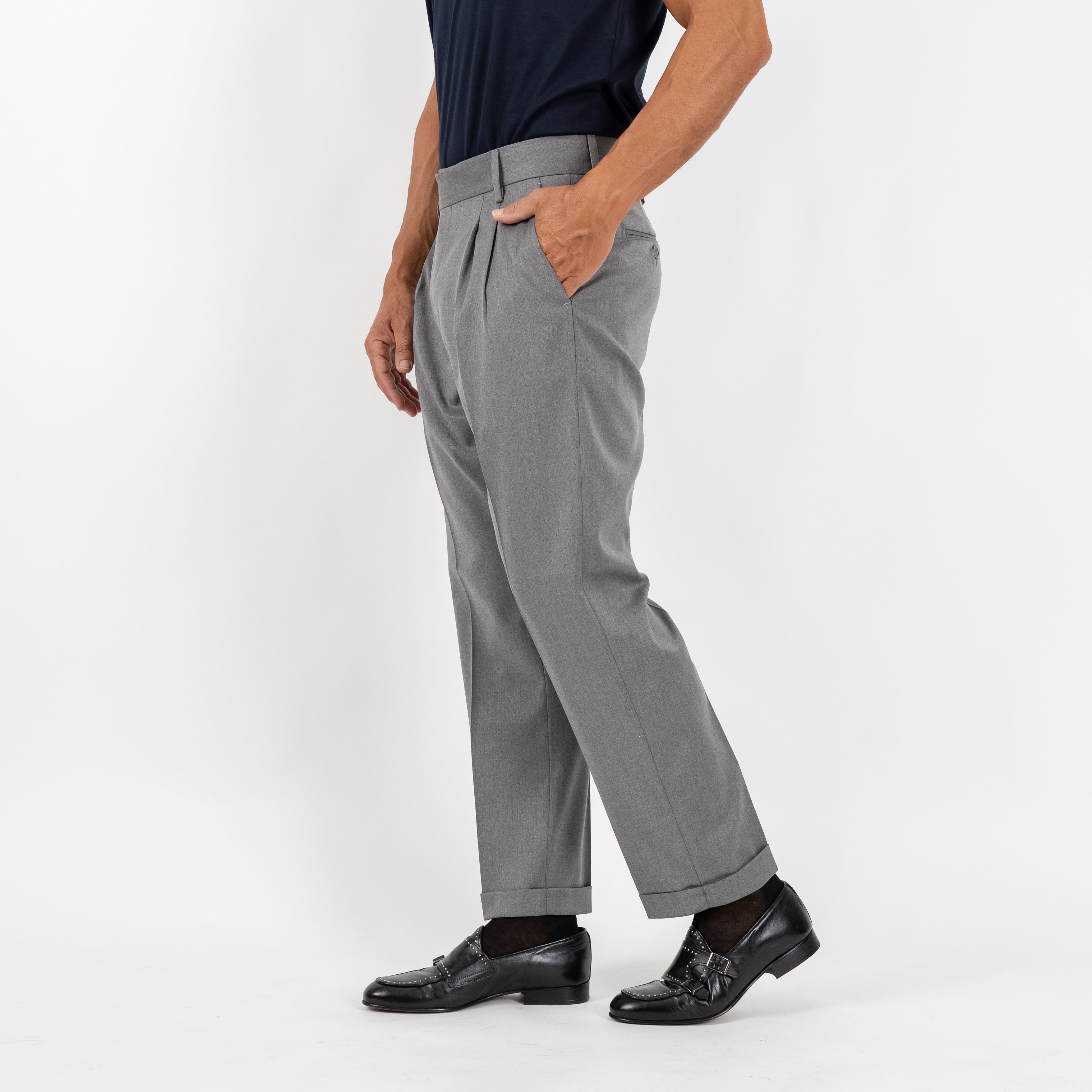 Pantalone Sartoriale con Bustino e Doppia Pinces - Grigio