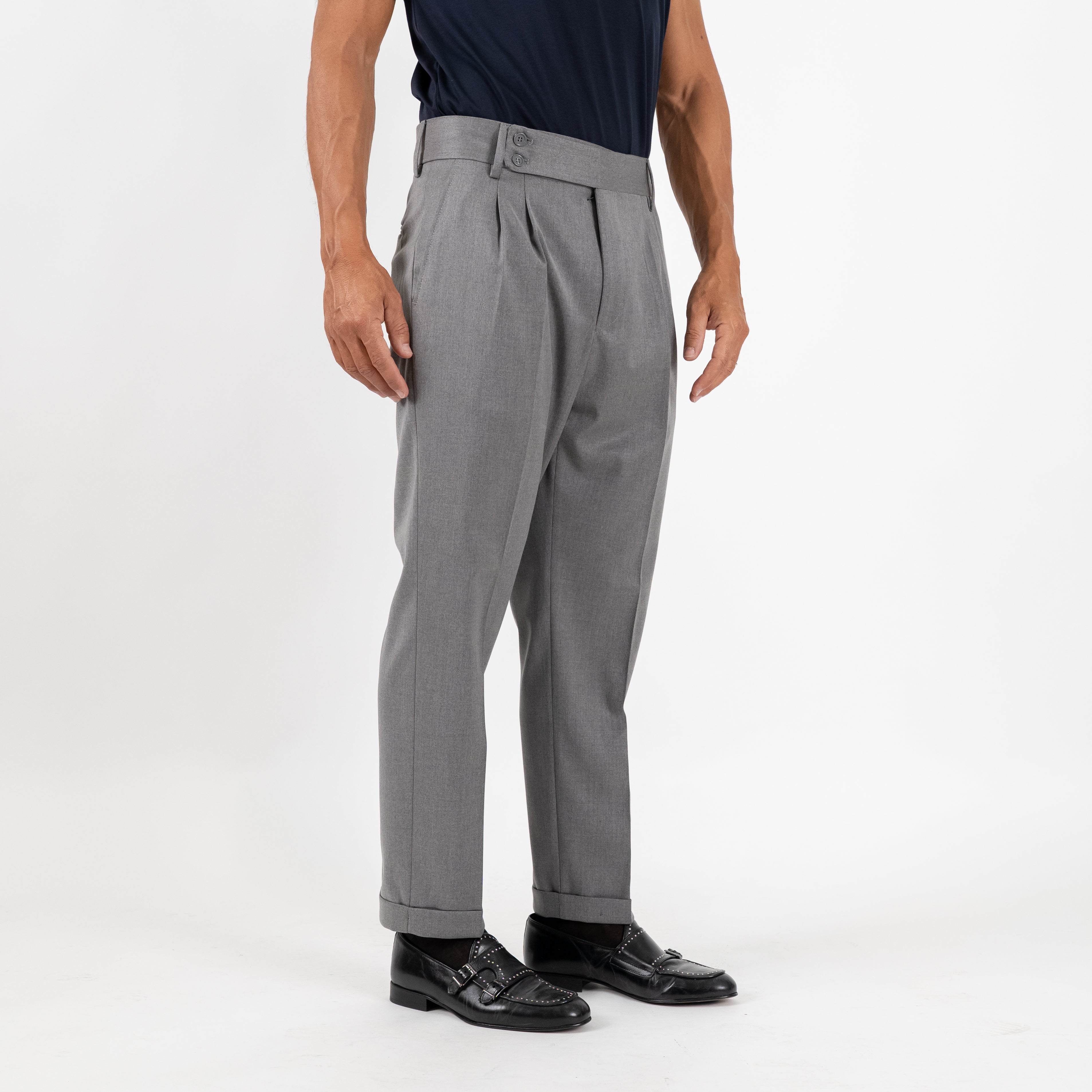 Pantalone Sartoriale con Bustino e Doppia Pinces - Grigio
