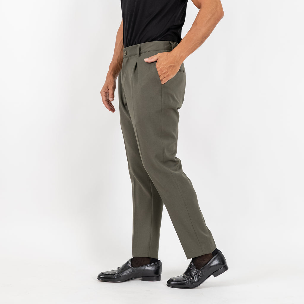 Pantalone Classico con Bottone Centrale e Molla sul Retro - Verde Militare