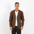Wool Blend Cardigan with Buttons - Brown