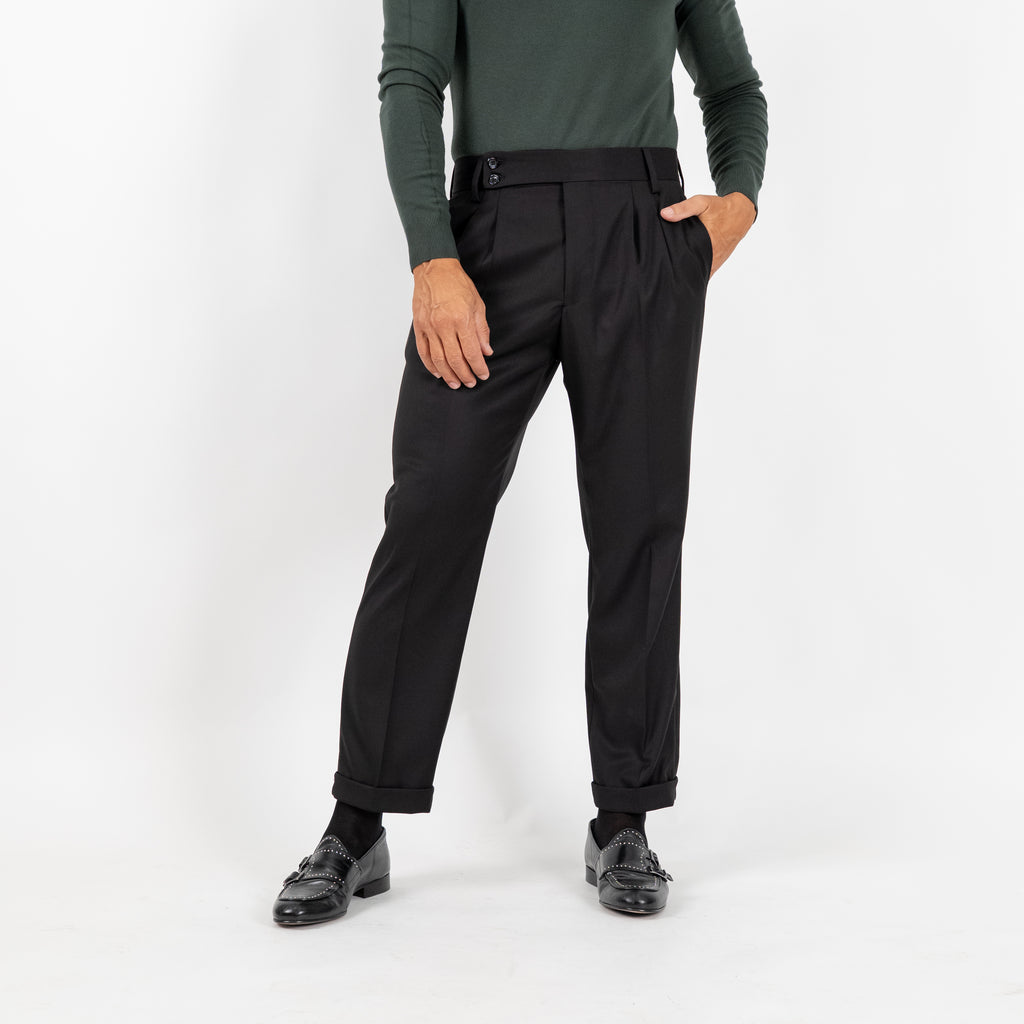 Pantalone Sartoriale con Bustino e Doppia Pinces - Nero