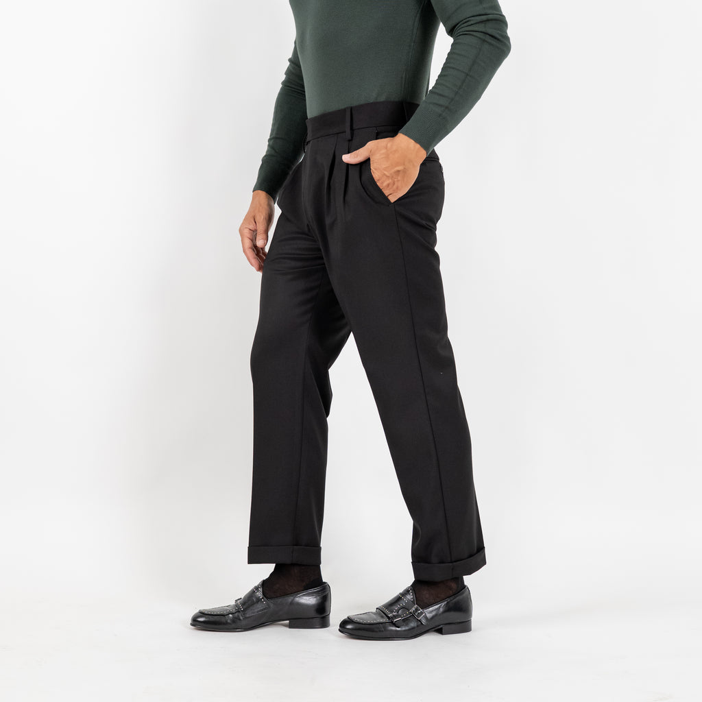 Pantalone Sartoriale con Bustino e Doppia Pinces - Nero