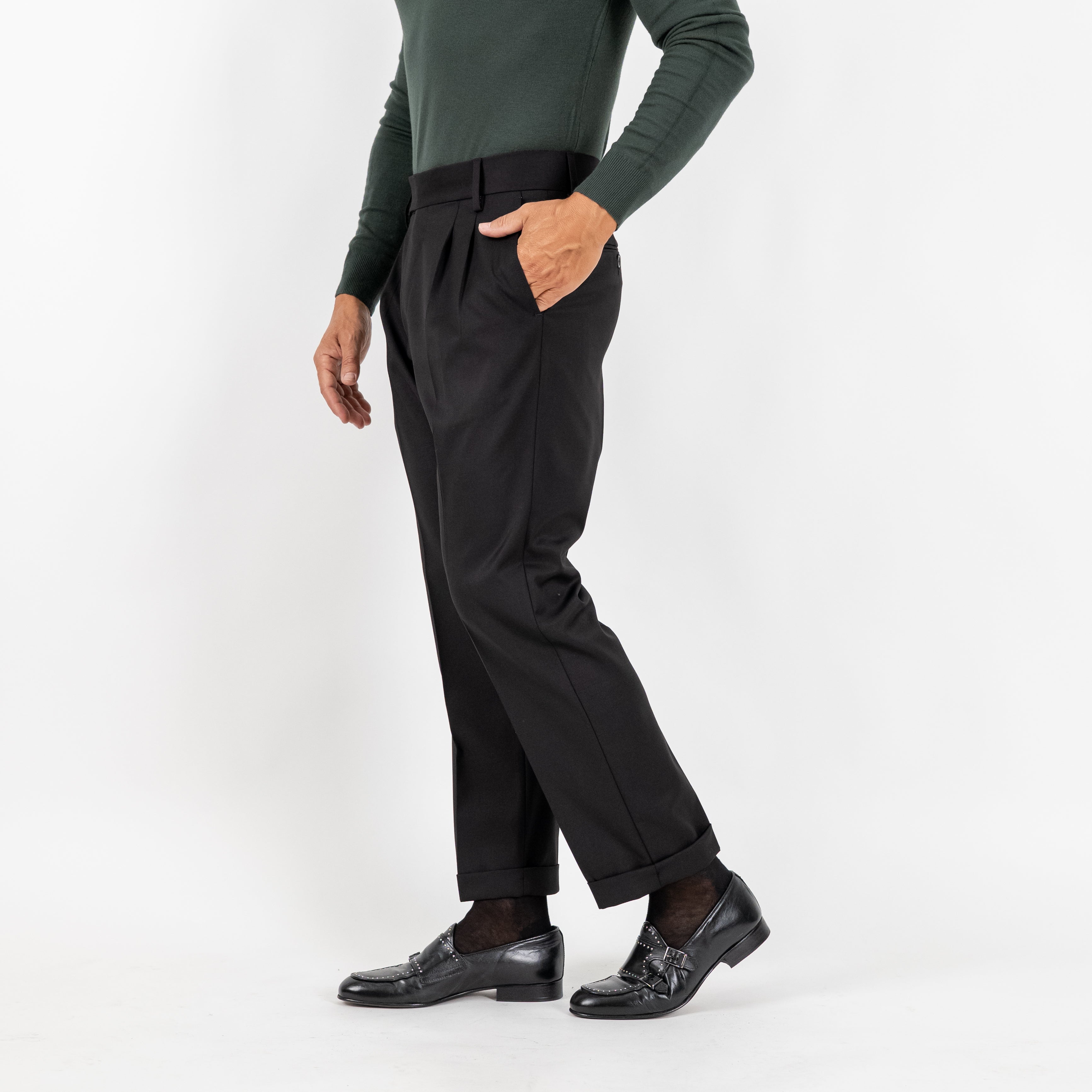 Pantalone Sartoriale con Bustino e Doppia Pinces - Nero