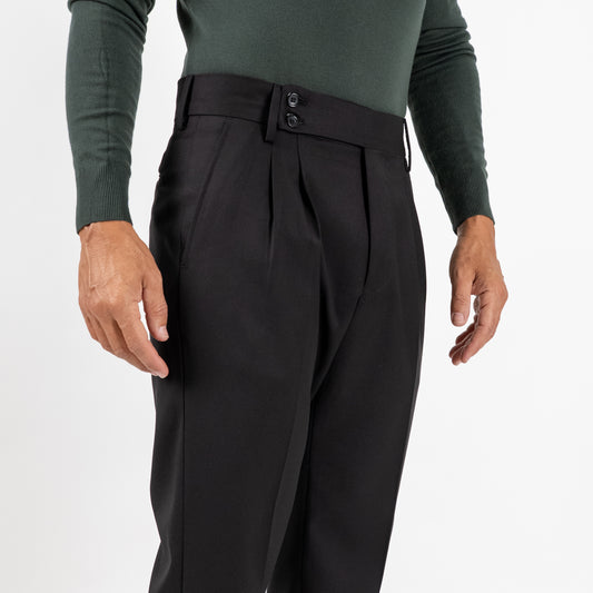 Pantalone Sartoriale con Bustino e Doppia Pinces - Nero
