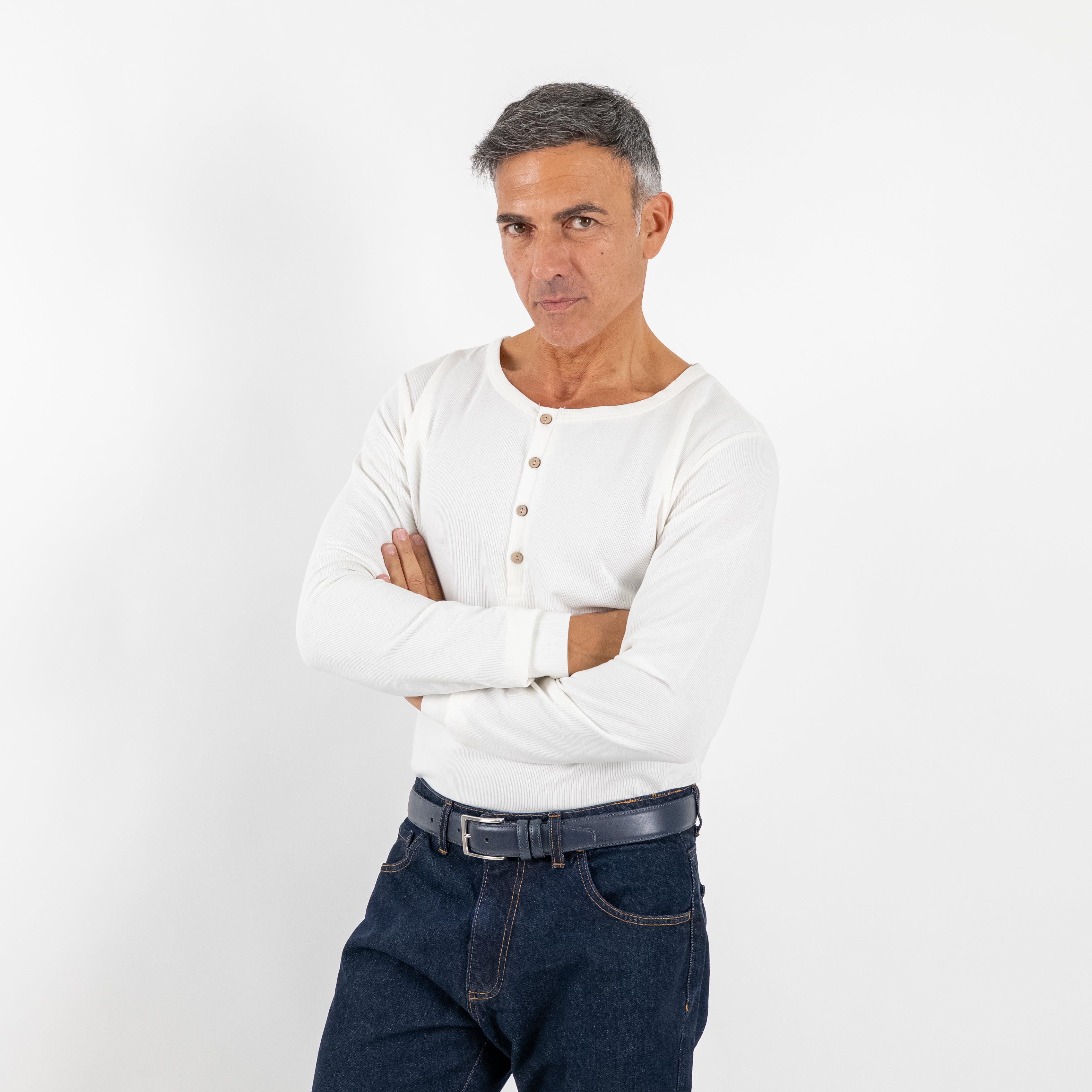 Camiseta henley de manga larga - Negro