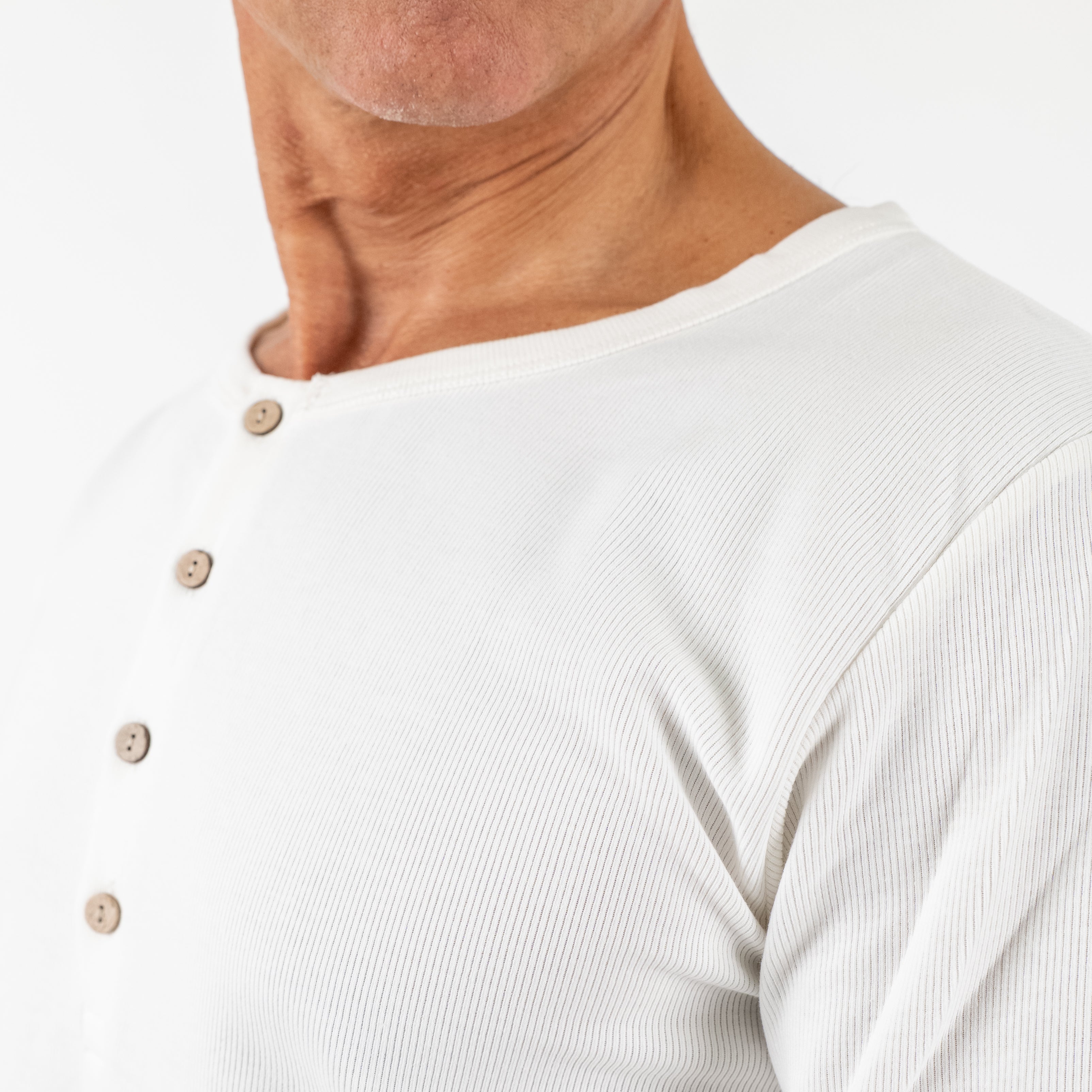 Camiseta henley de manga larga - Negro