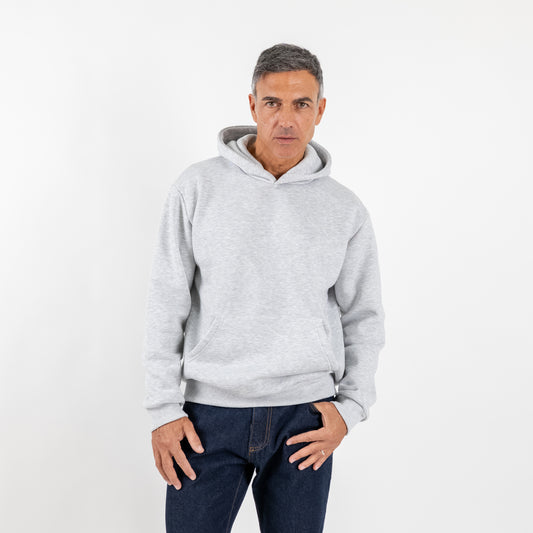 Felpa regular con cappuccio - Grigio