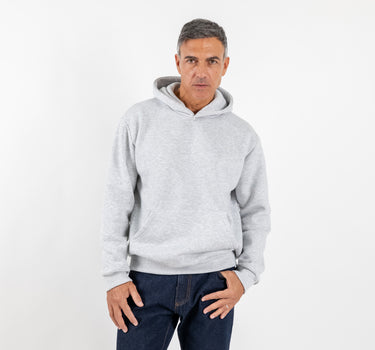 Felpa regular con cappuccio - Grigio