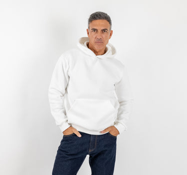 Felpa regular con cappuccio - Bianco