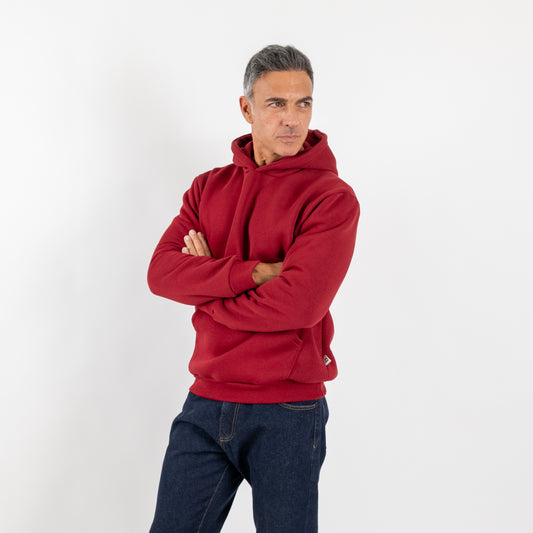 Felpa regular con cappuccio - Bordeaux