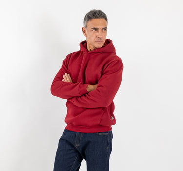 Felpa regular con cappuccio - Bordeaux