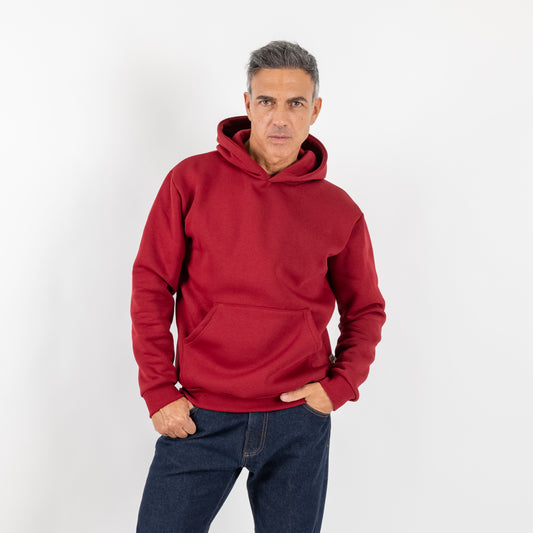 Felpa regular con cappuccio - Bordeaux