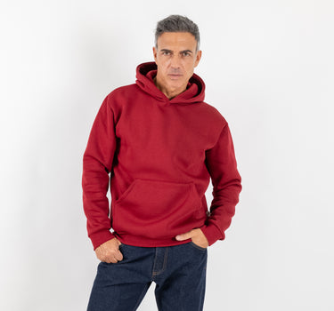 Felpa regular con cappuccio - Bordeaux