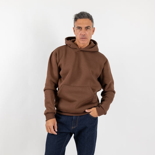 Felpa regular con cappuccio - Marrone