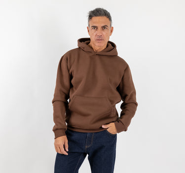 Felpa regular con cappuccio - Marrone
