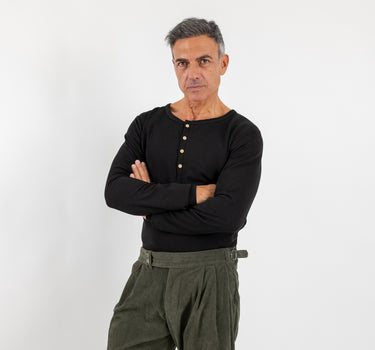 Long sleeve henley shirt - Black
