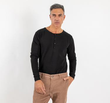 Long sleeve henley shirt - Black