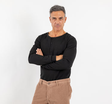 Long sleeve henley shirt - Black