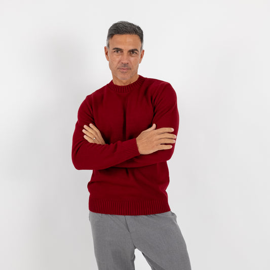 Maglia girocollo in misto lana - Bordeaux