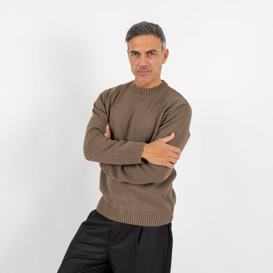 Maglia girocollo in misto lana - Verde Militare