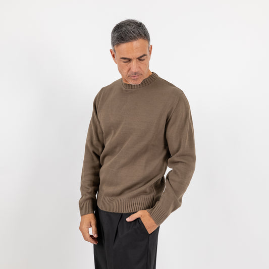 Maglia girocollo in misto lana - Verde Militare