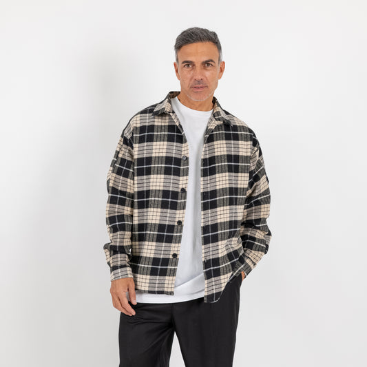 Camicione cropped a quadri - Nero