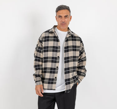 Camicione cropped a quadri - Nero