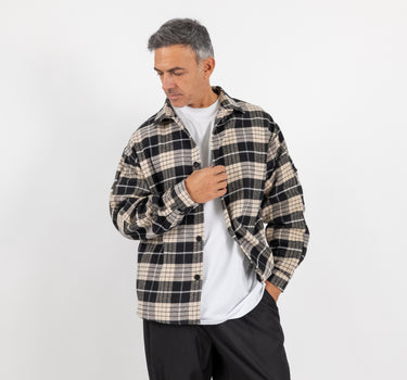 Camicione cropped a quadri - Nero