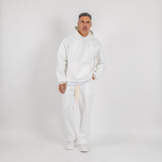 Tuta con felpa e pantalone palazzo - Bianco