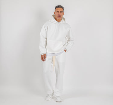 Tuta con felpa e pantalone palazzo - Bianco