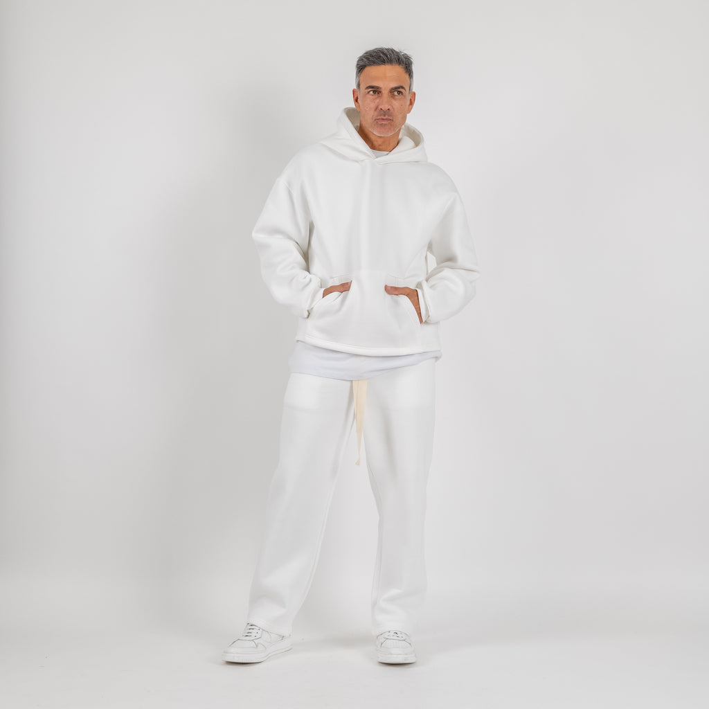 Chándal con sudadera y pantalón palazzo - Blanco