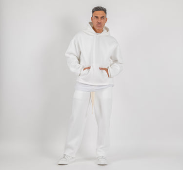 Tuta con felpa e pantalone palazzo - Bianco