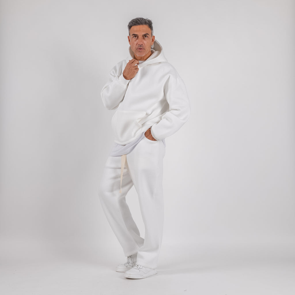 Chándal con sudadera y pantalón palazzo - Blanco