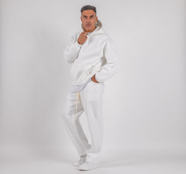 Tuta con felpa e pantalone palazzo - Bianco