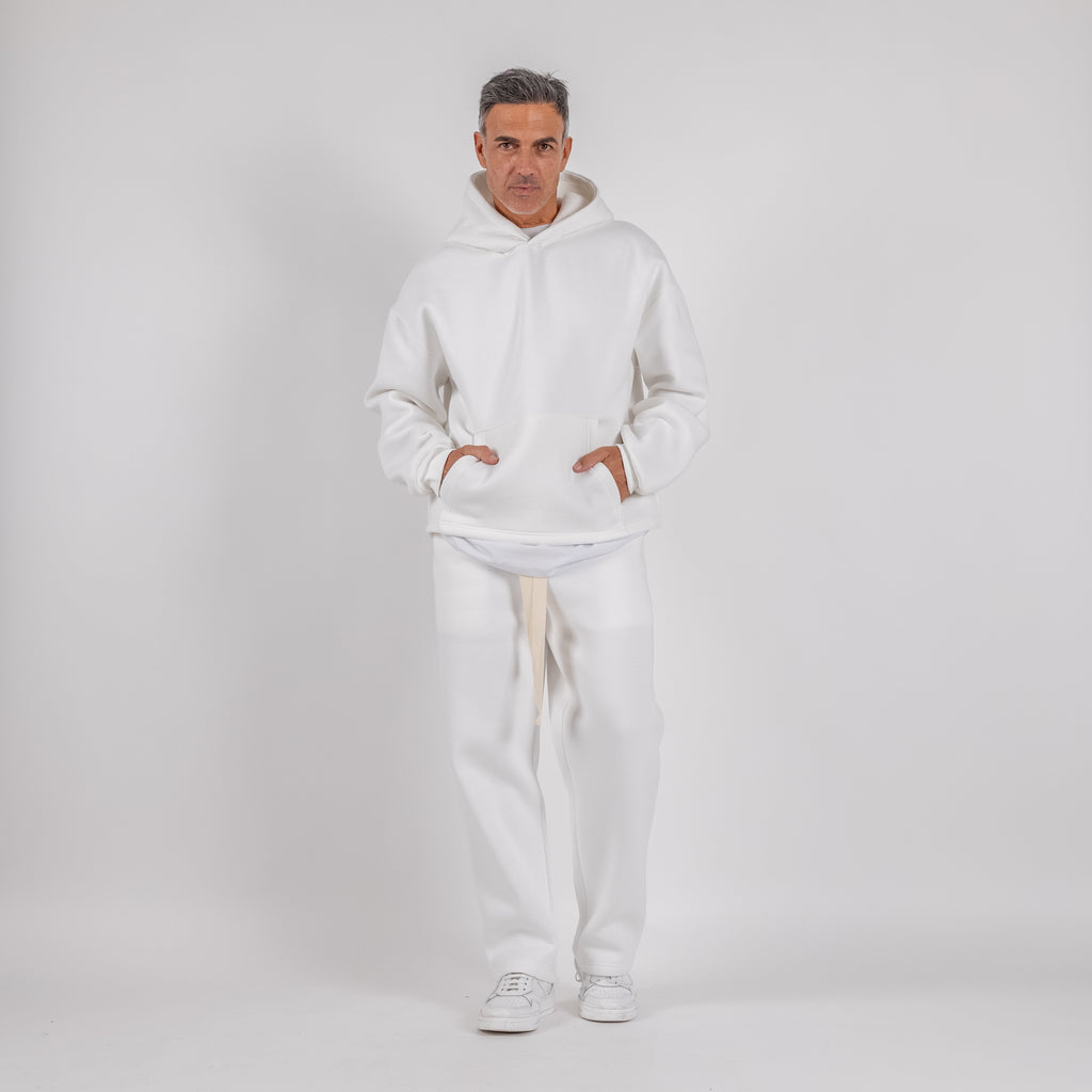 Chándal con sudadera y pantalón palazzo - Blanco