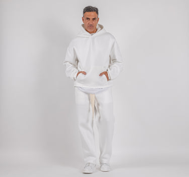 Tuta con felpa e pantalone palazzo - Bianco