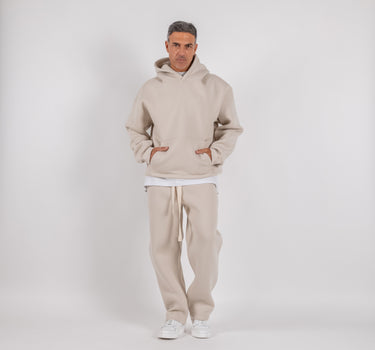 Tuta con felpa e pantalone palazzo - Beige