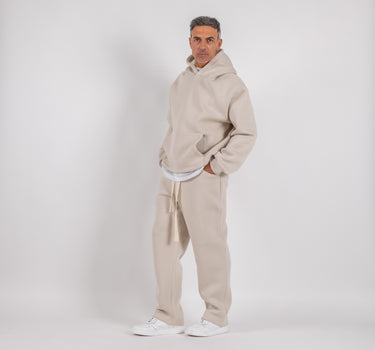 Tuta con felpa e pantalone palazzo - Beige