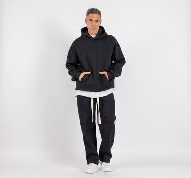 Tuta con felpa e pantalone palazzo - Nero