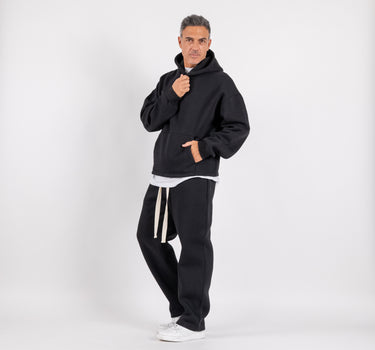 Tuta con felpa e pantalone palazzo - Nero