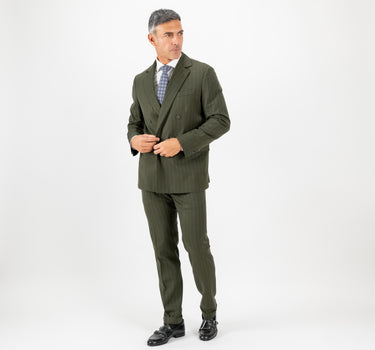 Abito doppiopetto gessato - Verde Militare