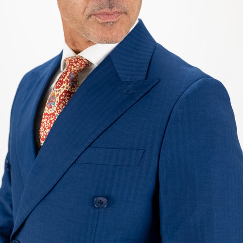 Abito doppio petto solaro con rever a lancia - Blu Royal