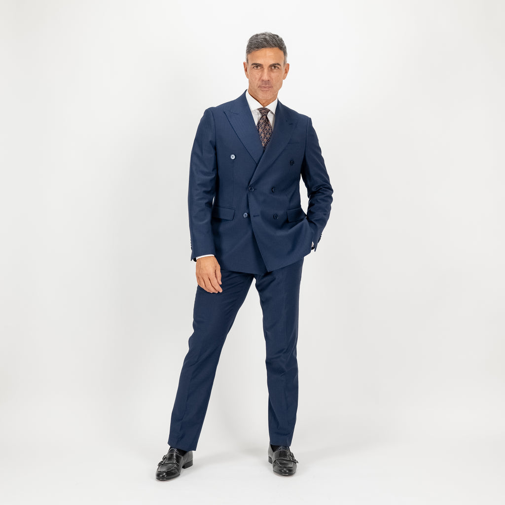 Abito doppio petto solaro con rever a lancia - Blu Notte