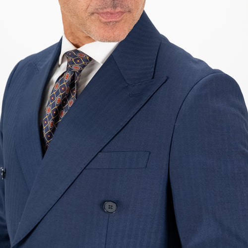 Abito doppio petto solaro con rever a lancia - Blu Notte